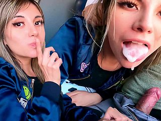 Pasangan tempat duduk saya di dalam bas menjadi horny dan akhirnya memakan pilihan saya dan susu- awam-berisiko treler