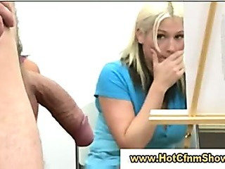 Cfnm babes here a guy a handjob in actuality groupsex