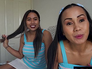 Ragazze lesbiche asiatiche MILF che si scopano dust-broom lo strapon