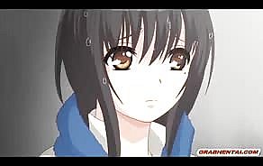 Japanese anime schoolgirl gets their way virgin pussy devirinized together with their way tits squeezed